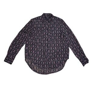 RAG & BONE Women's 2 Front Pocket Button Down Floral/Black Blouse Size Small